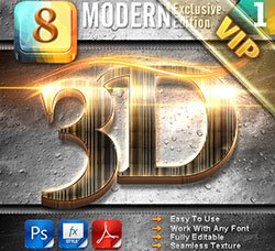PS图层样式－8个时髦的3D文本特效：8 Modern 3D Exclusive Edition Vol.1